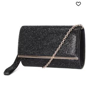 INC International Concepts Black Clutch with Gold Trim